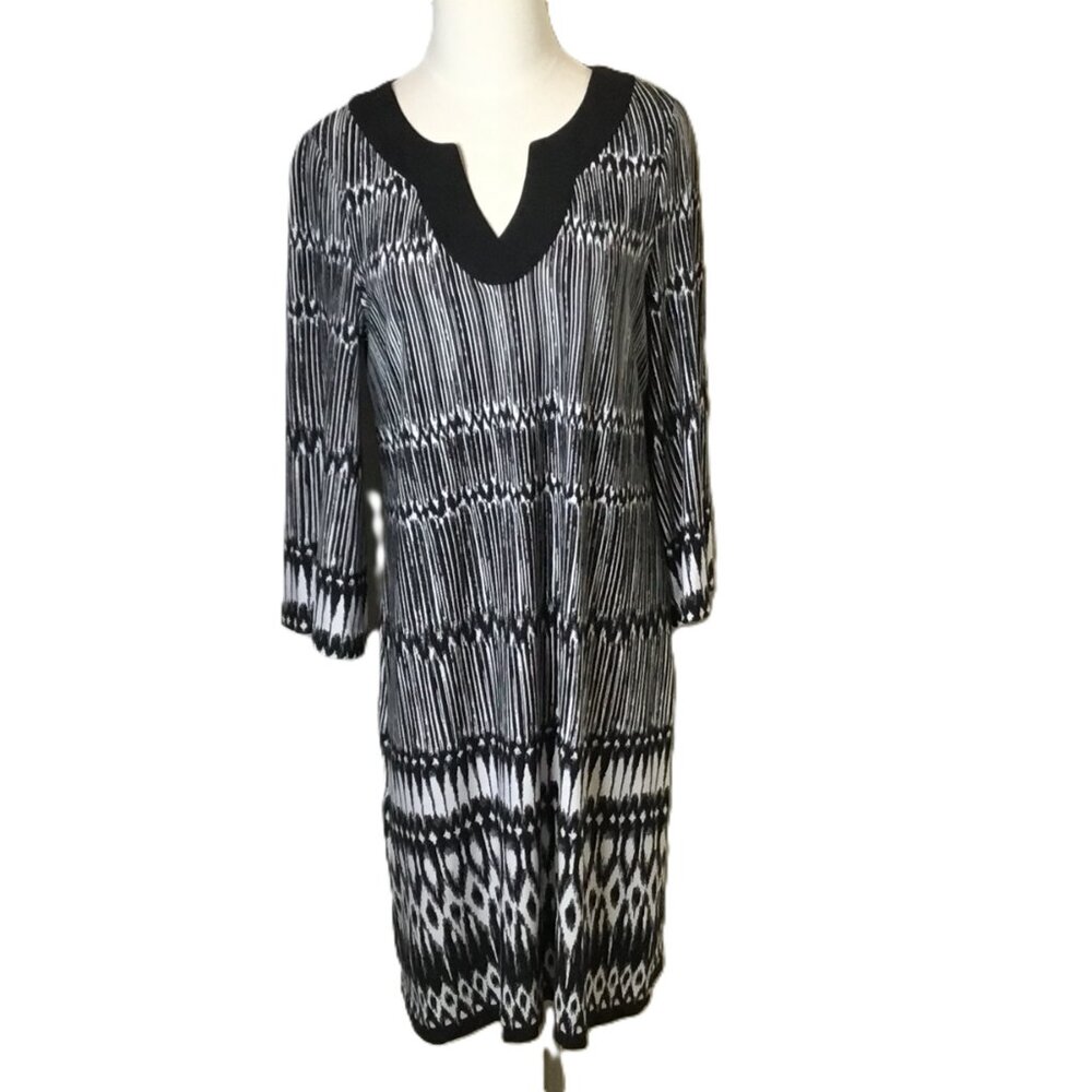 Chico's Black and‎ White Patterned Shift Dress Size 1